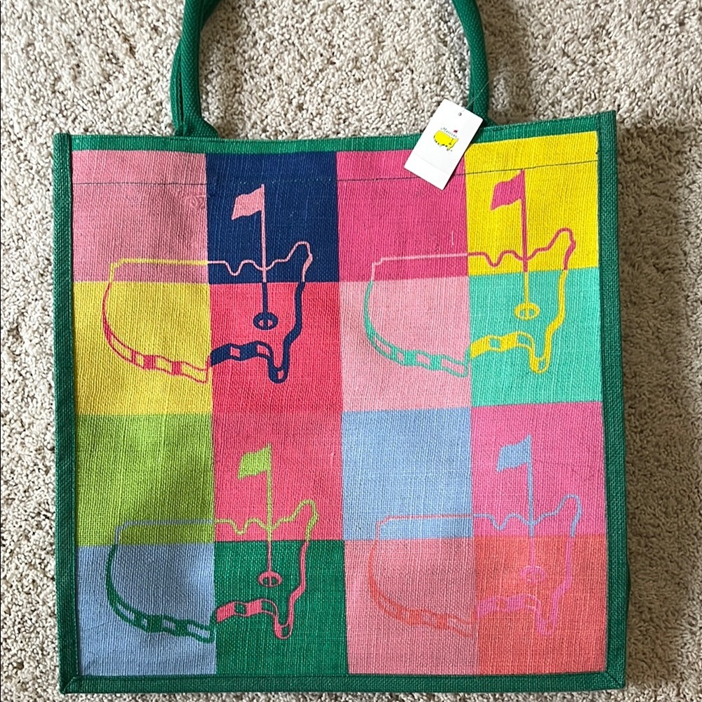 NWT Masters Colorful Tote Bag with Golf Course Design